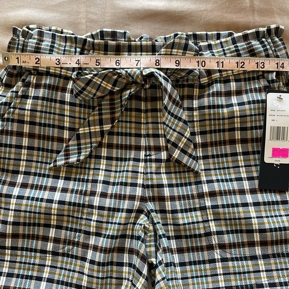 Liverpool LA Preppy Plaid Hi Waist Shorts Tied Elastic Waist Multicolor Sz Small - Picture 12 of 14